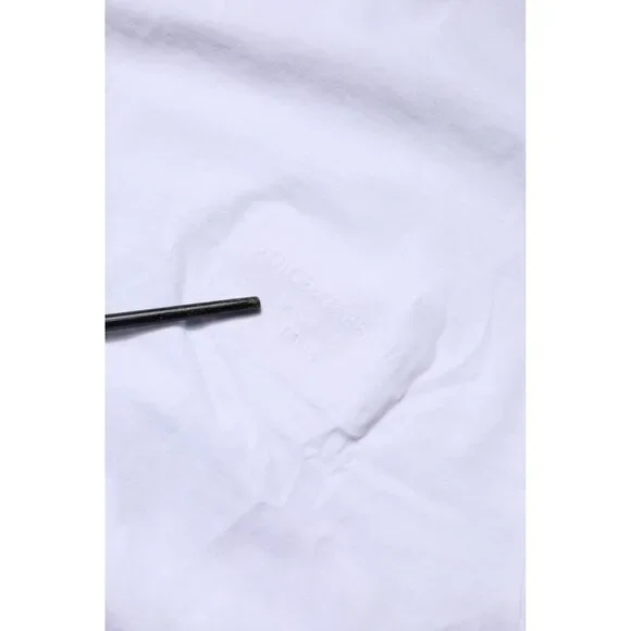 Dolce & Gabbana White Cotton Logo Patch Crew Neck T-shirt